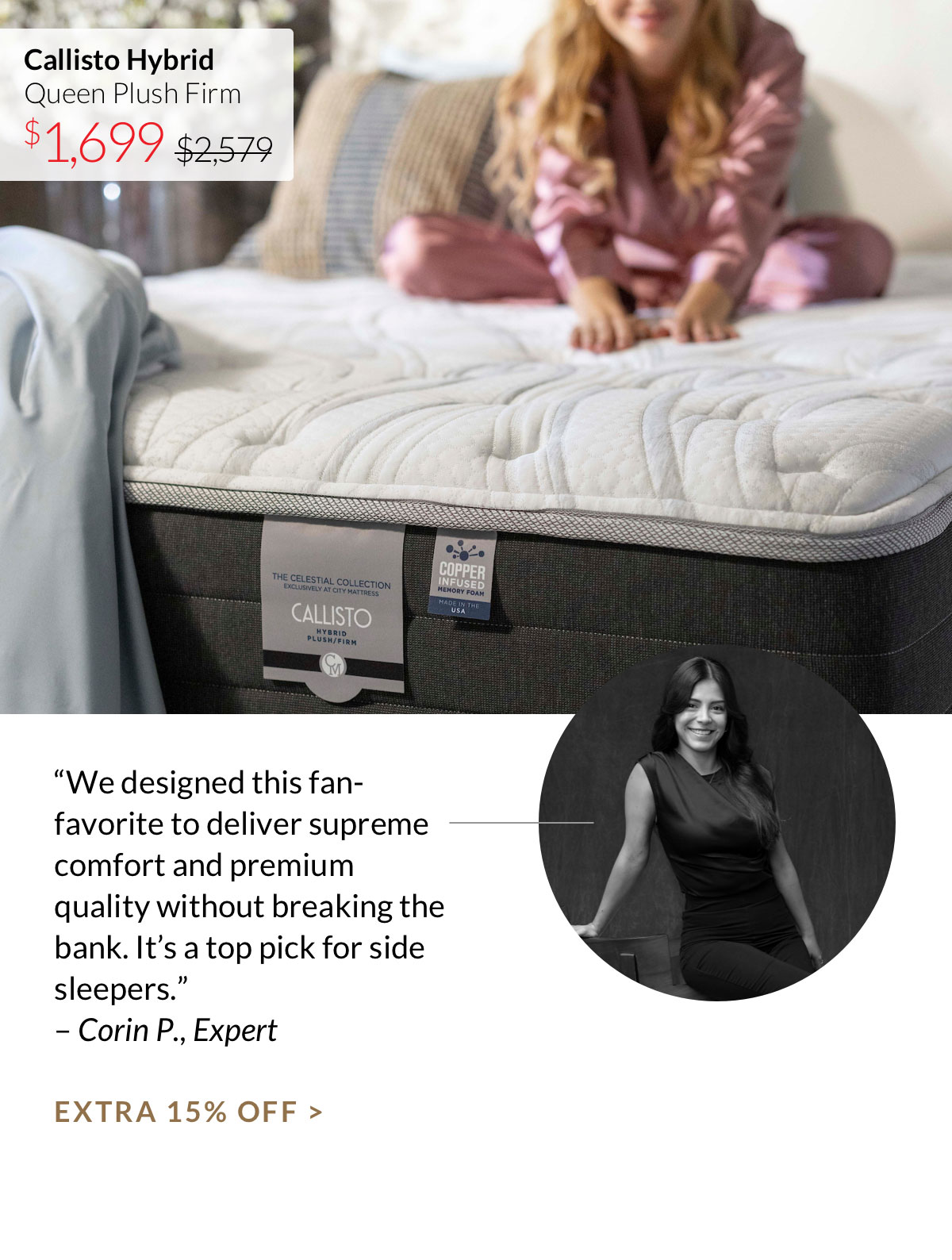 Callisto Hybrid Queen Plush Firm $1,699 was $2,579