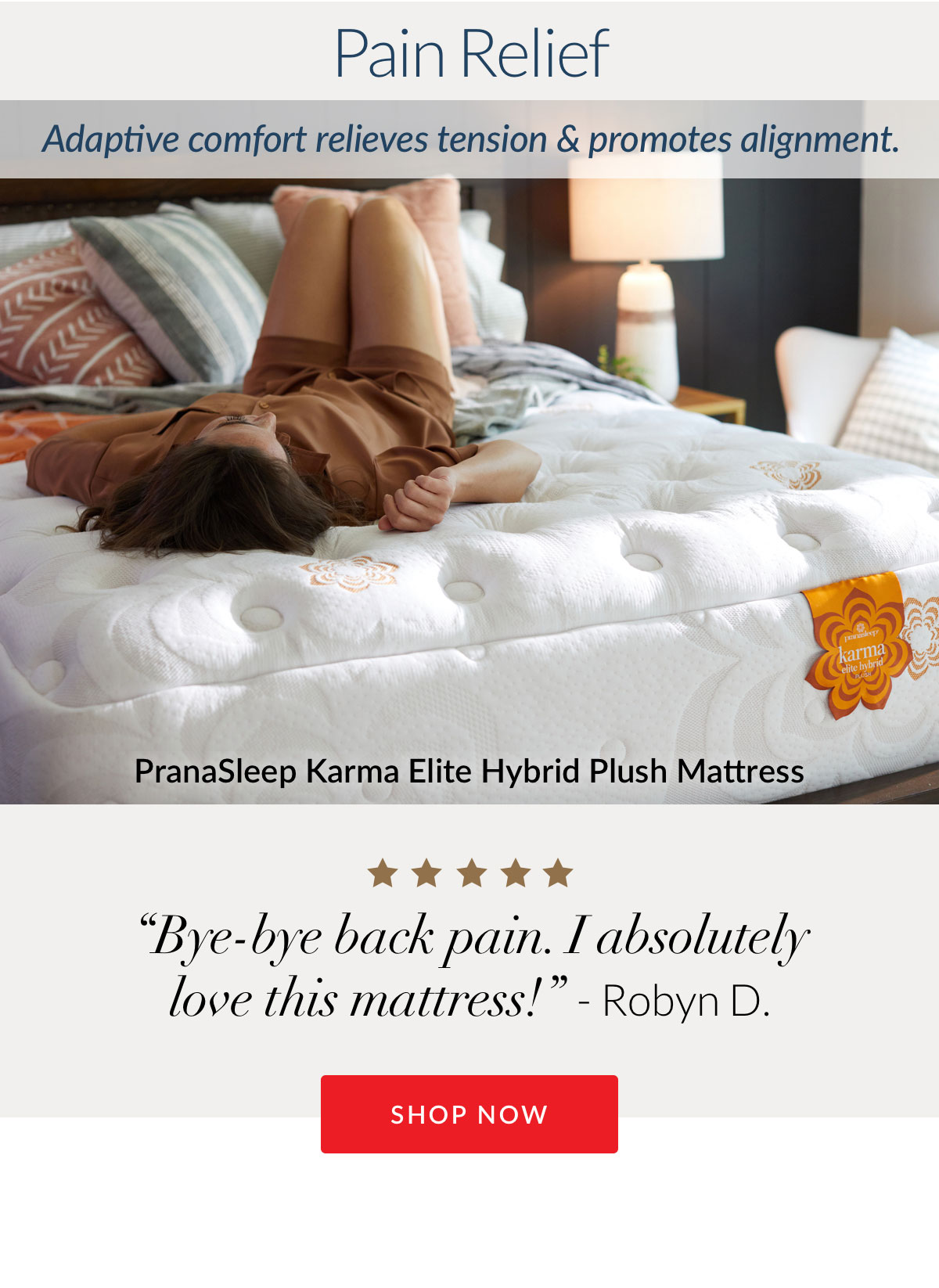 Pain Relief - Shop PranaSleep Karma Elite Hybrid Plush Mattress
