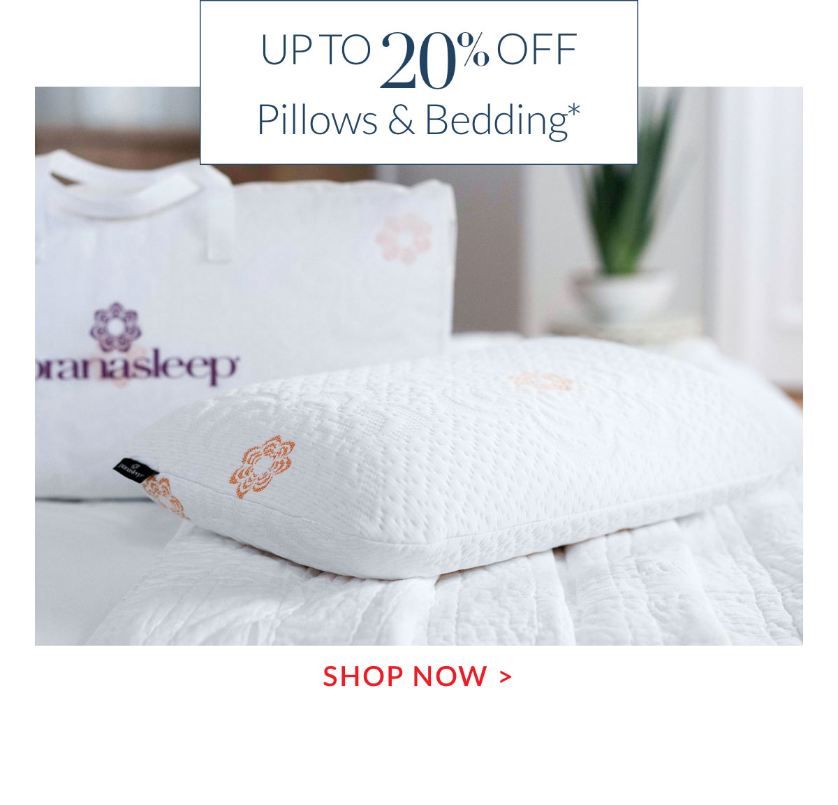 Up to 20% Pillows & Bedding*