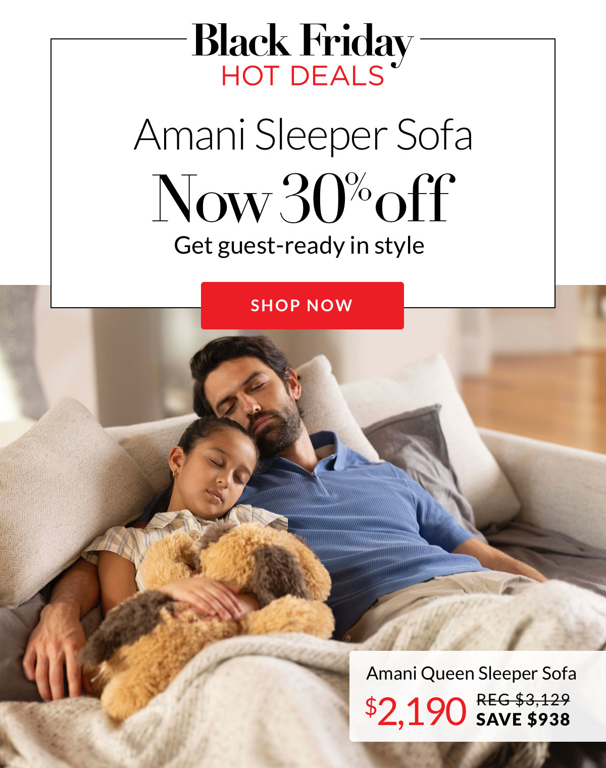 Save 30% on Amani Sleeper Sofa - Hot Deal!