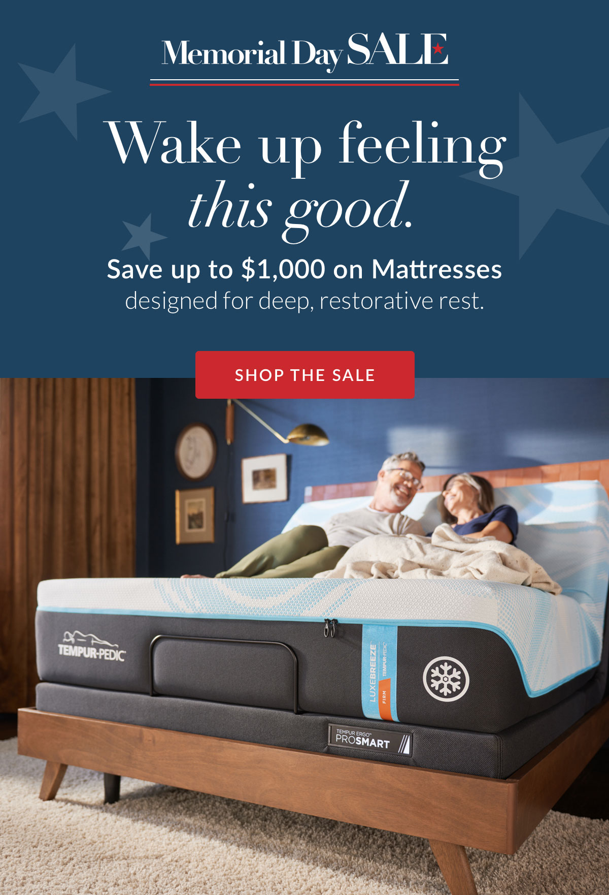 Wake up feeling this good. Save up to $1,000 on Mattresses designed for deep, restorative rest.