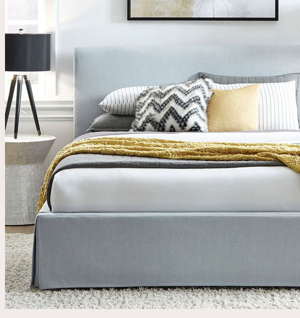 Shelby Upholstered Skirted Panel Bed Shelby Upholstered Skirted Panel Bed