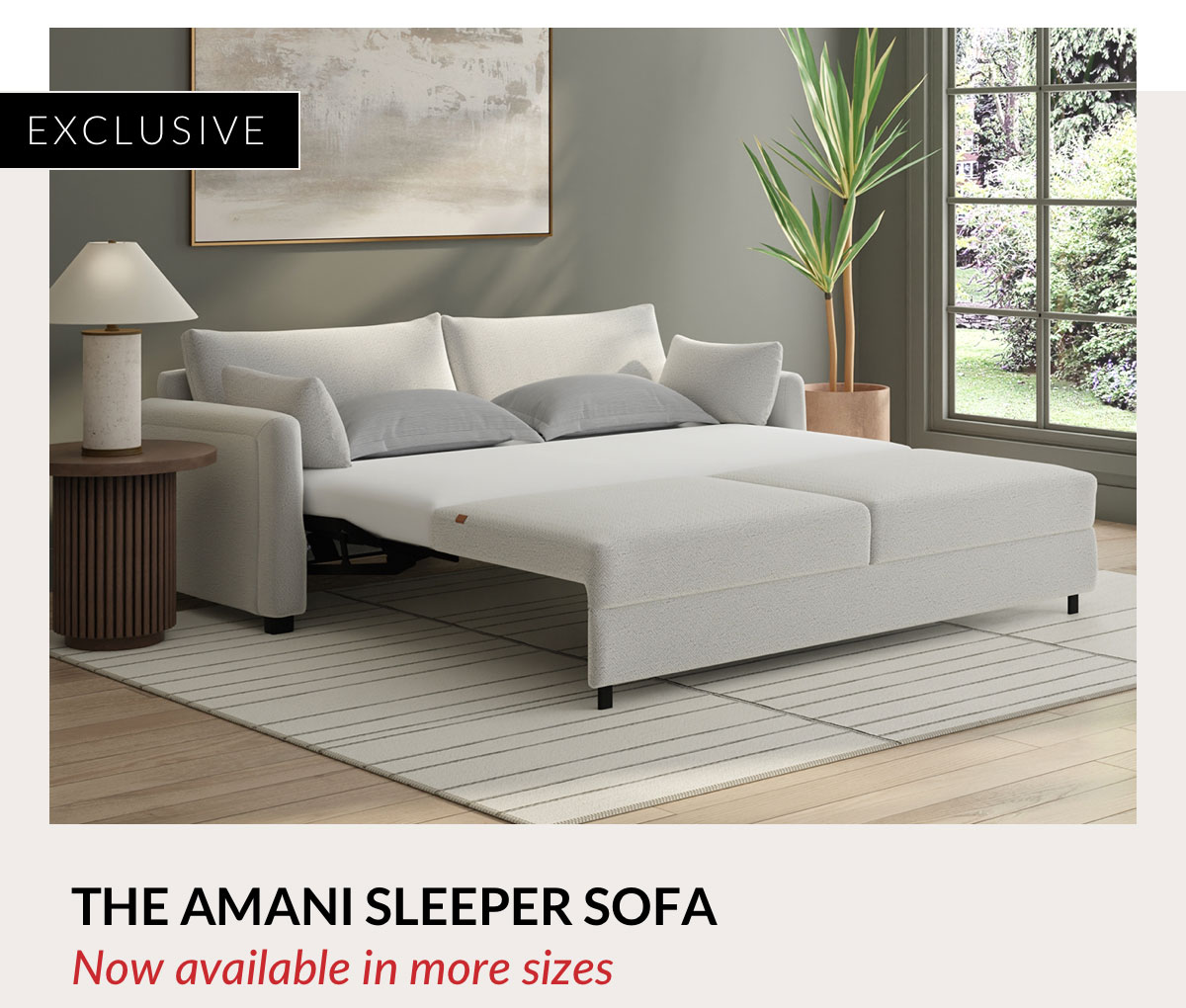 The Amani Sleeper Sofa - Now available in more sizes 