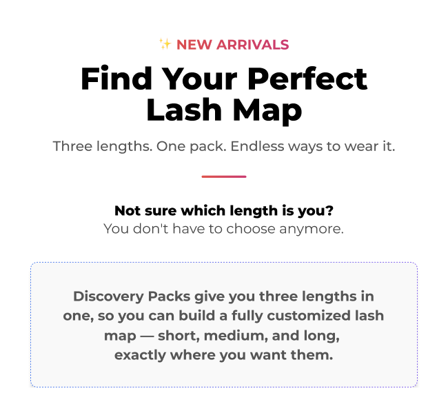 New arrivals – find your perfect lash map with three customizable lengths in one pack