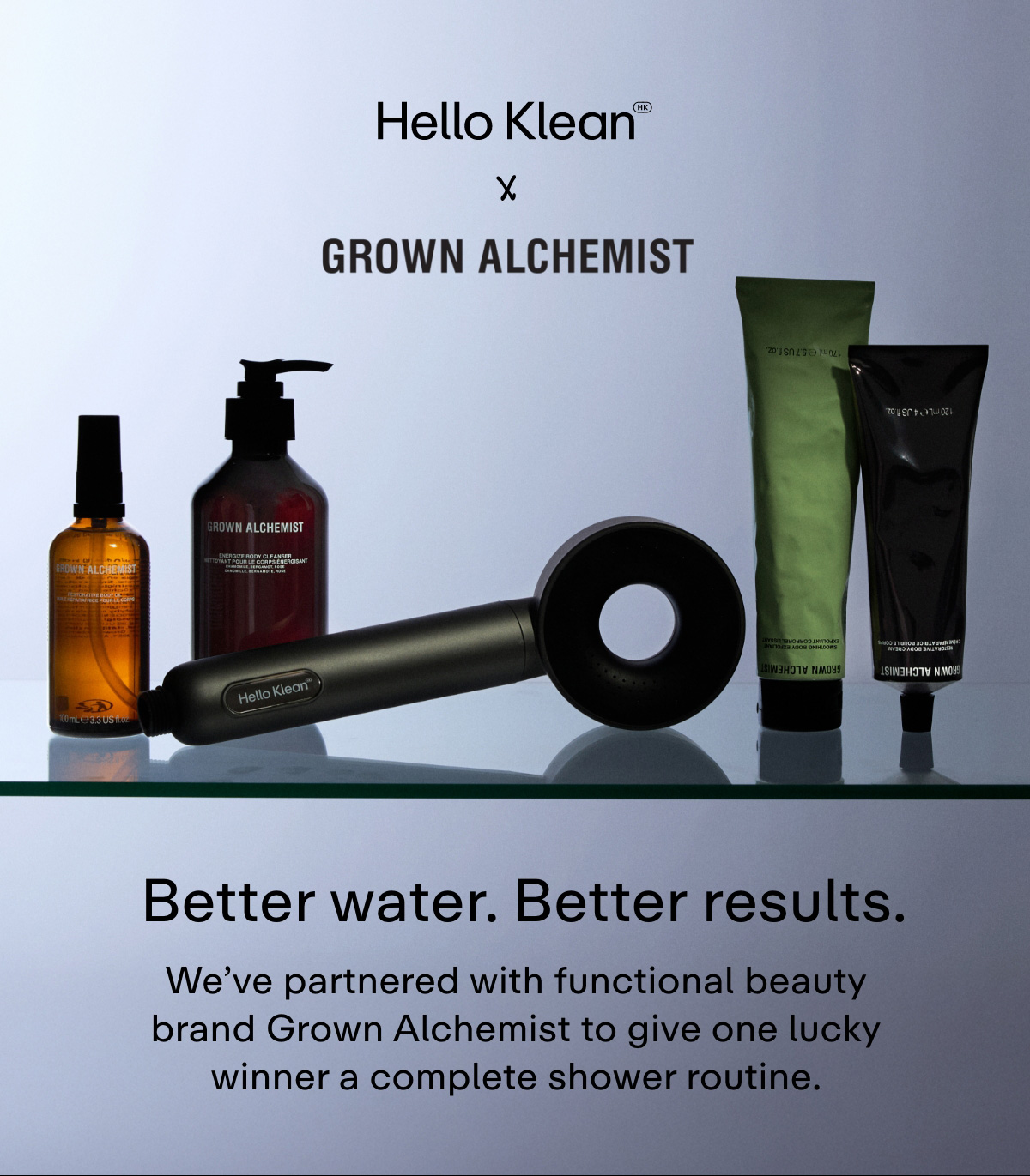 Better water. Better results. We've partnered with functional beauty brand Grown Alchemist to give one lucky winner a complete shower routine.