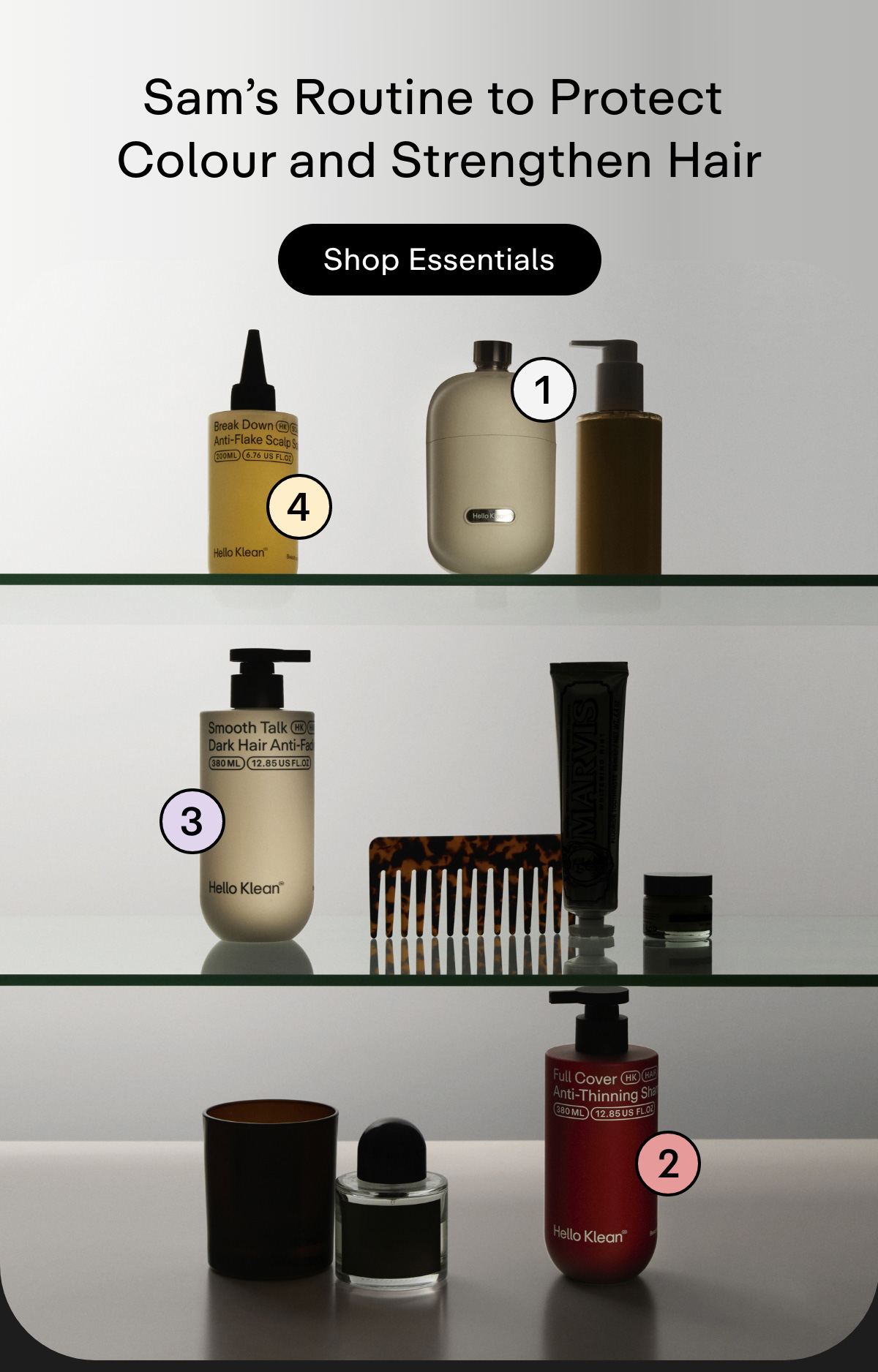 Sam's Routine to Protect Colour and Strengthen Hair. Shop Essentials
