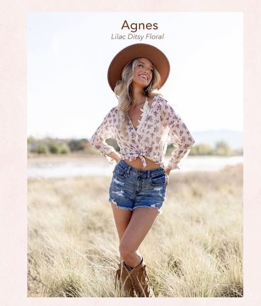 Agnes Top in Lilac Ditsy Floral