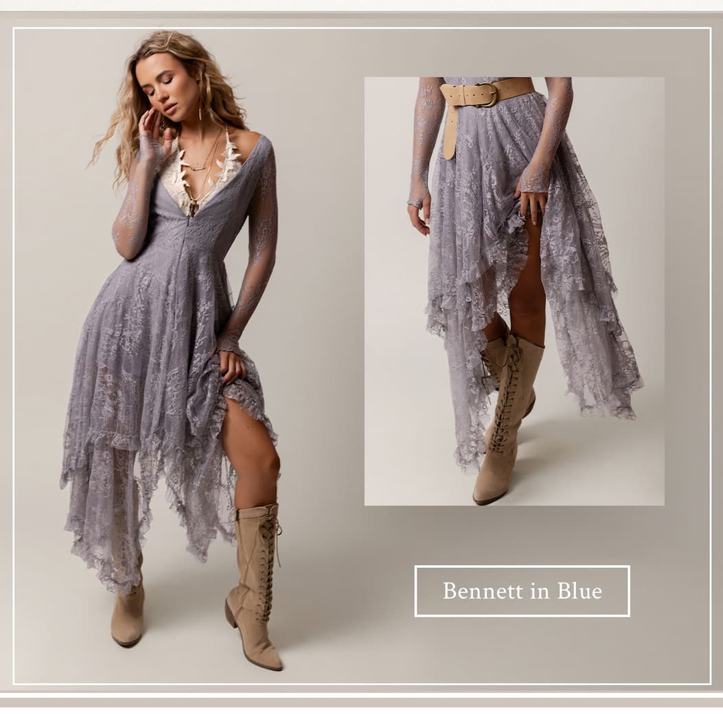 Shop the Bennett Dress in Blue Fog