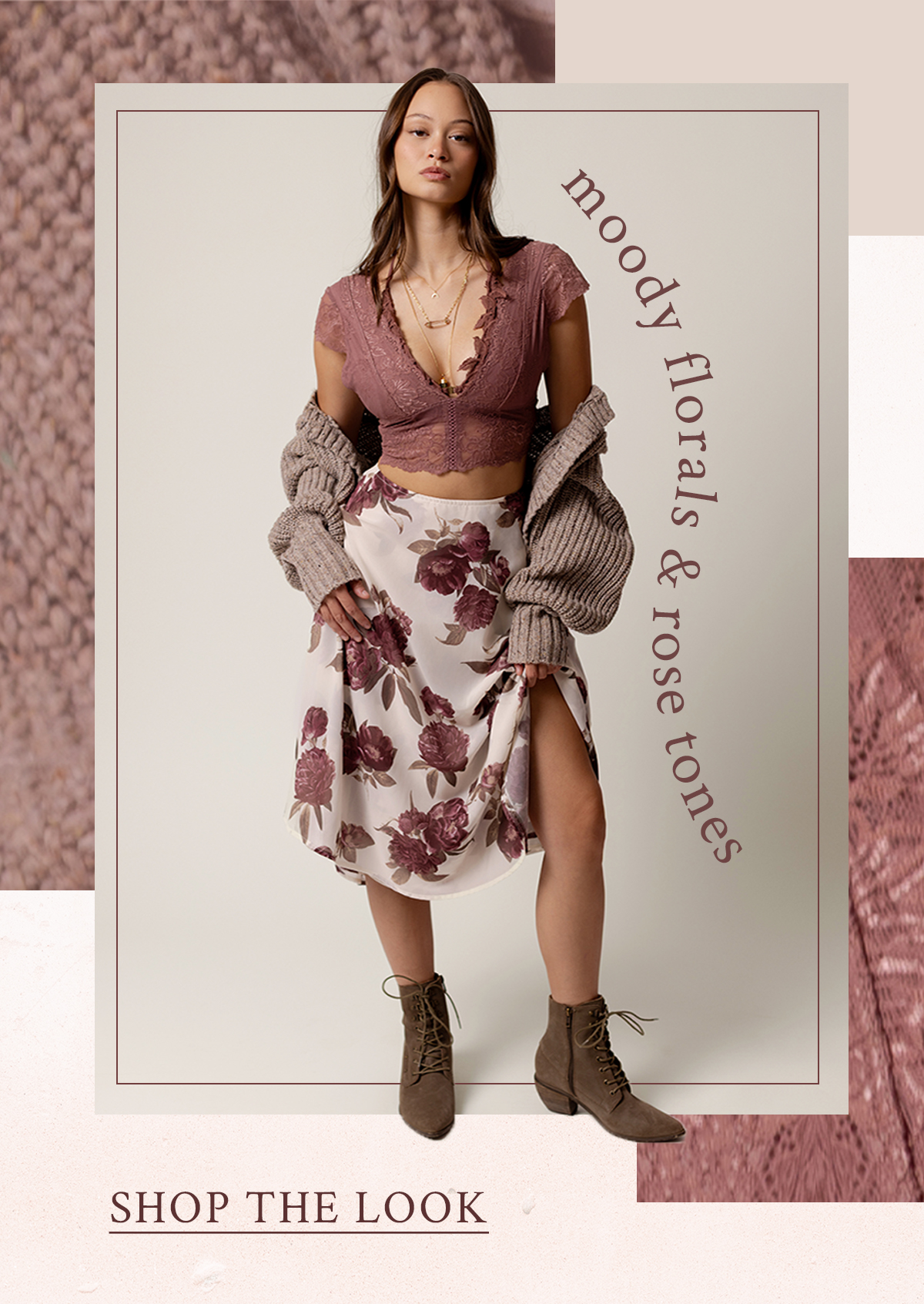 Shop the Sana Skirt in a moody floral pattern