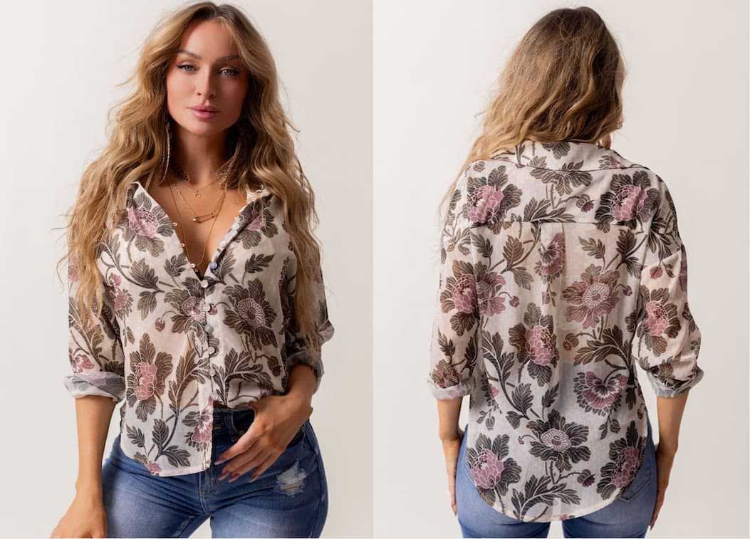Agnes Top in Cream Floral