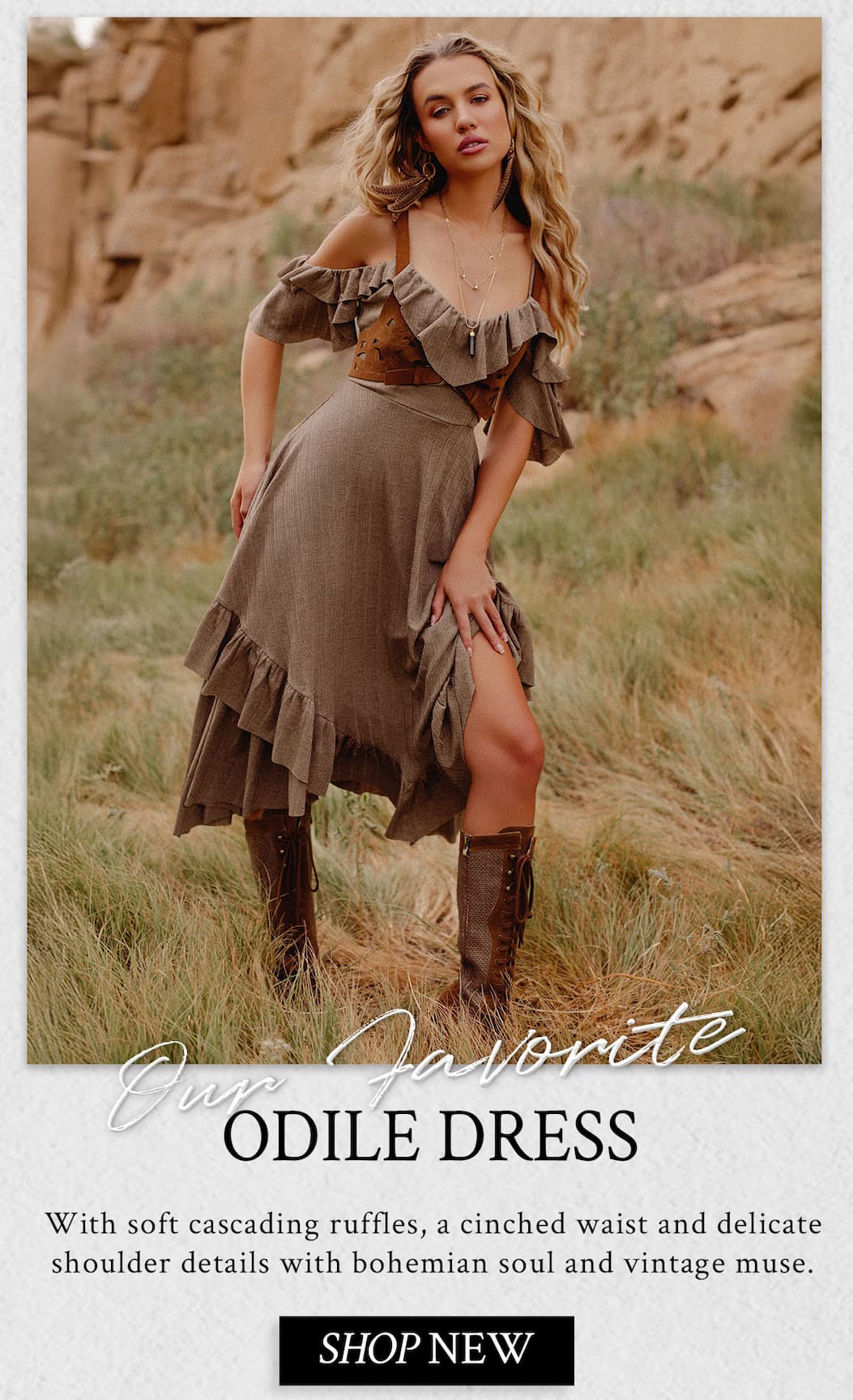 Odile Dress in Taupe