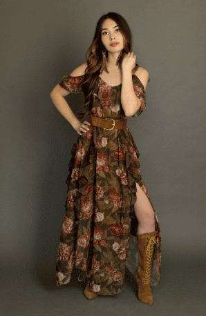 Faydon Dress in Bistre Floral