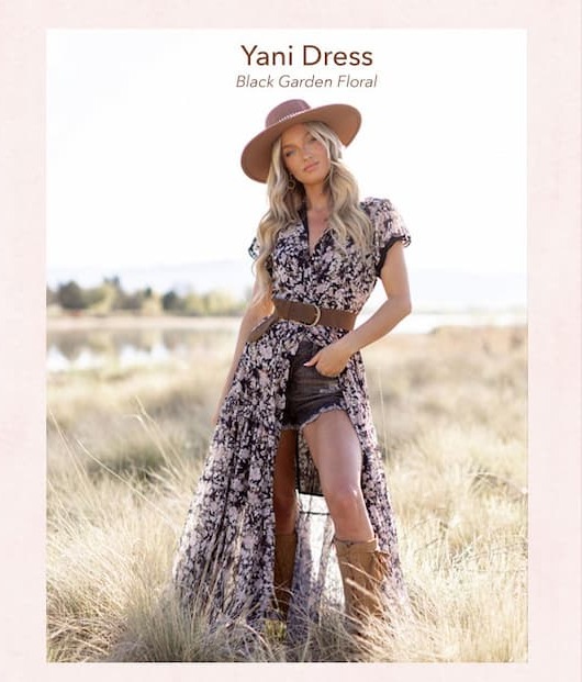 Yani Dress in Black Garden Floral