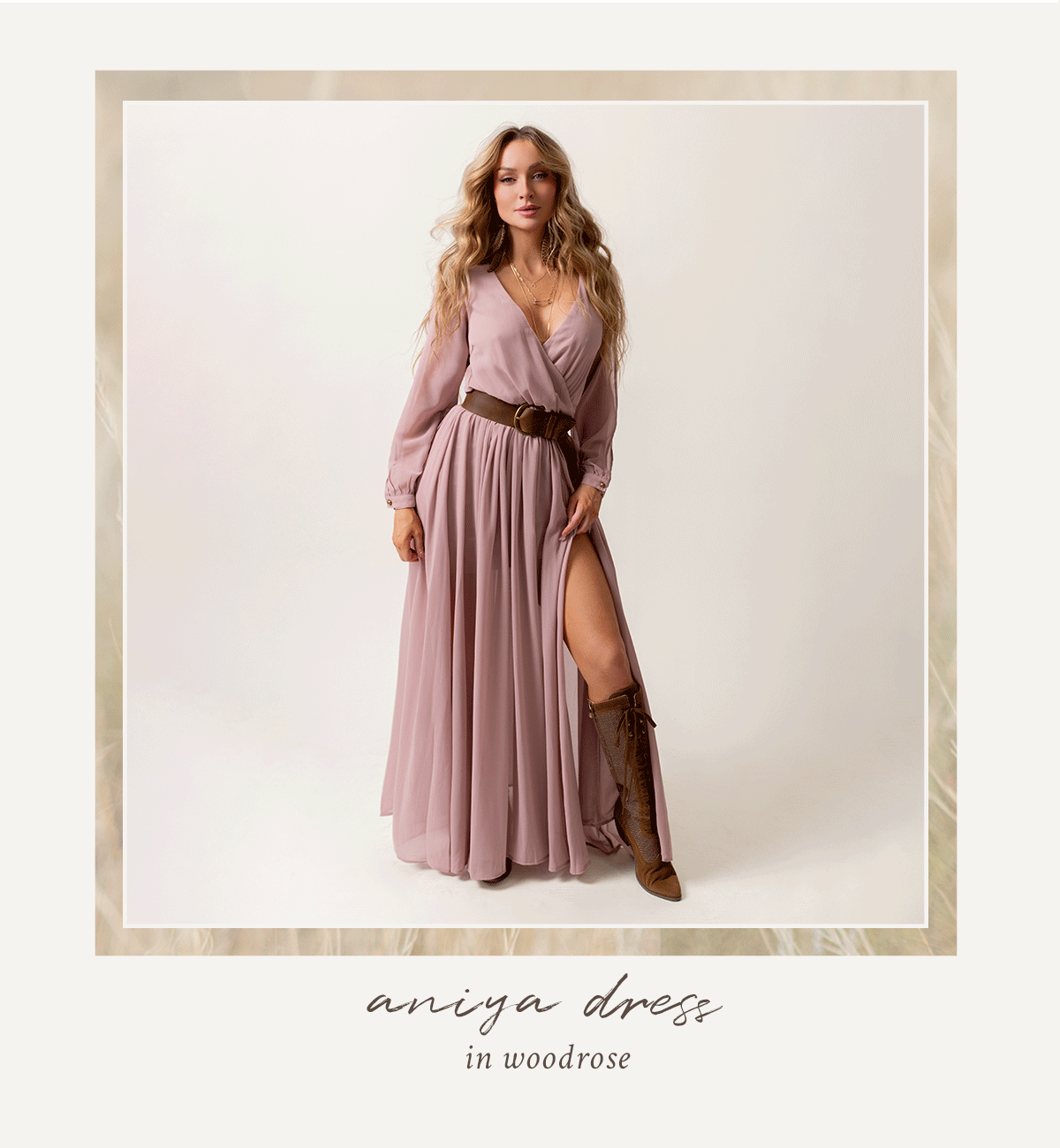 Shop the Aniya Dress in woodrose pink
