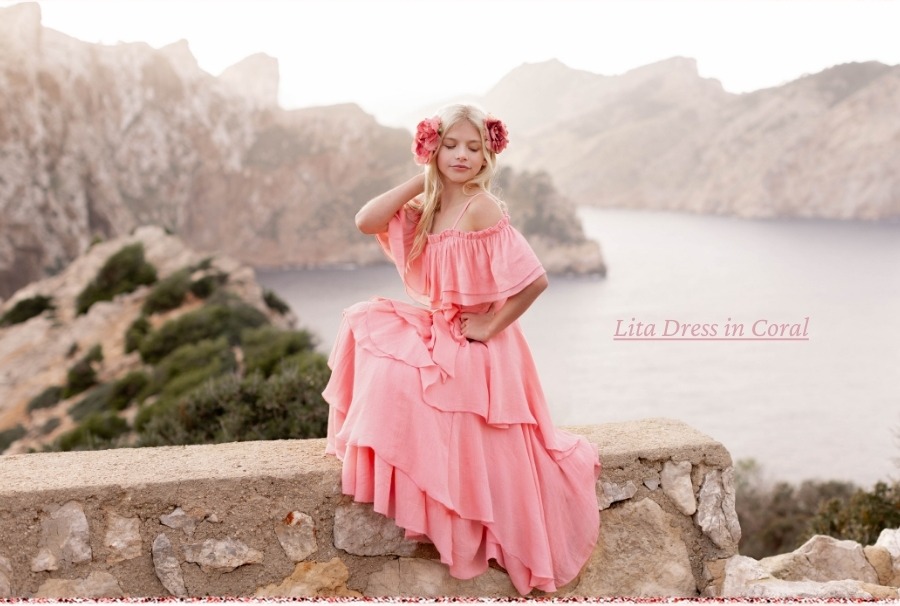 Litta Dress in Coral