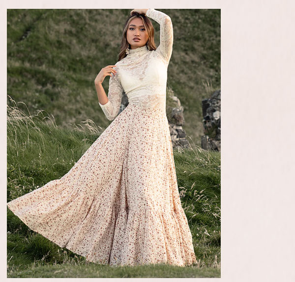 Annah Skirt in Neutral Floral