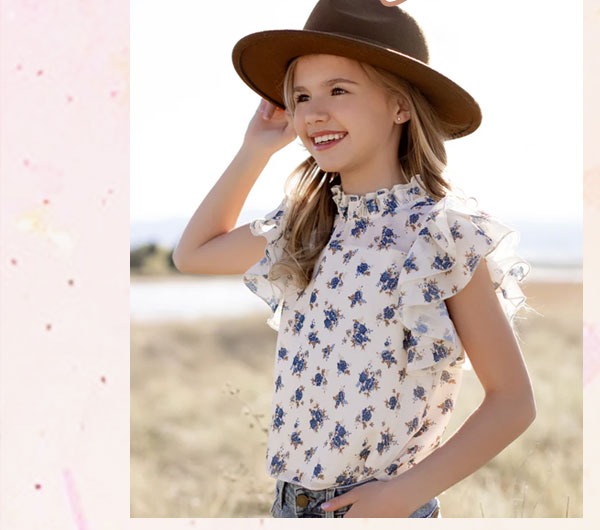 Isadora Top in Cream Ditsy Floral