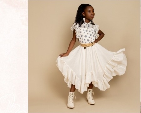 Isadora Top in Cream Ditsy Floral