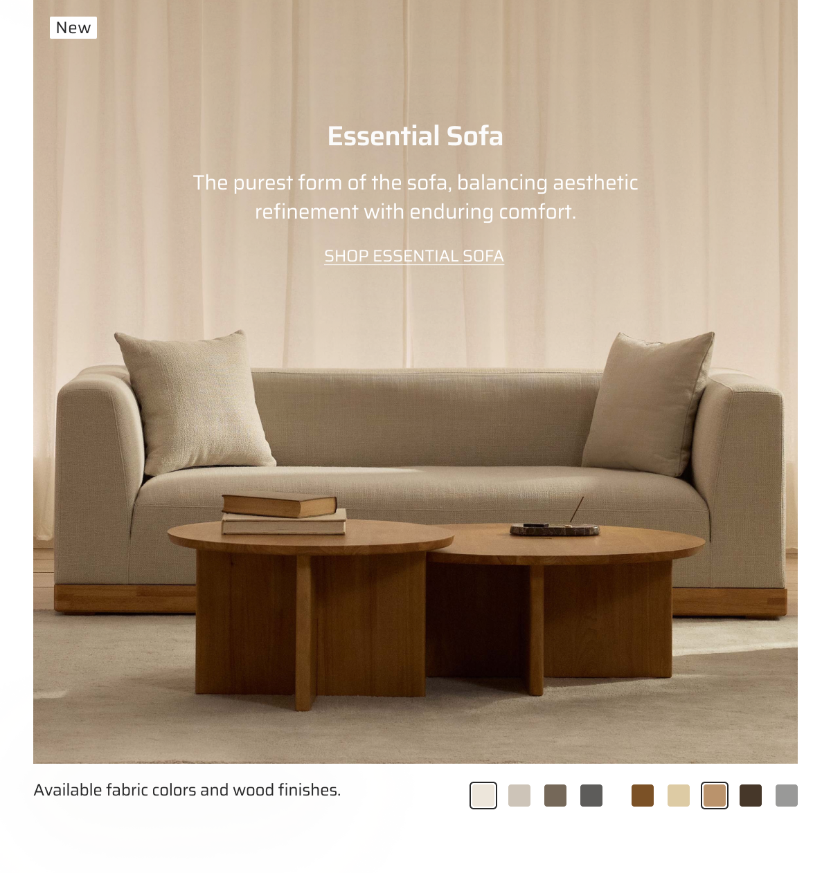 Essential Sofa. The purest form of the sofa, balancing aesthetic refinement with enduring comfort.
