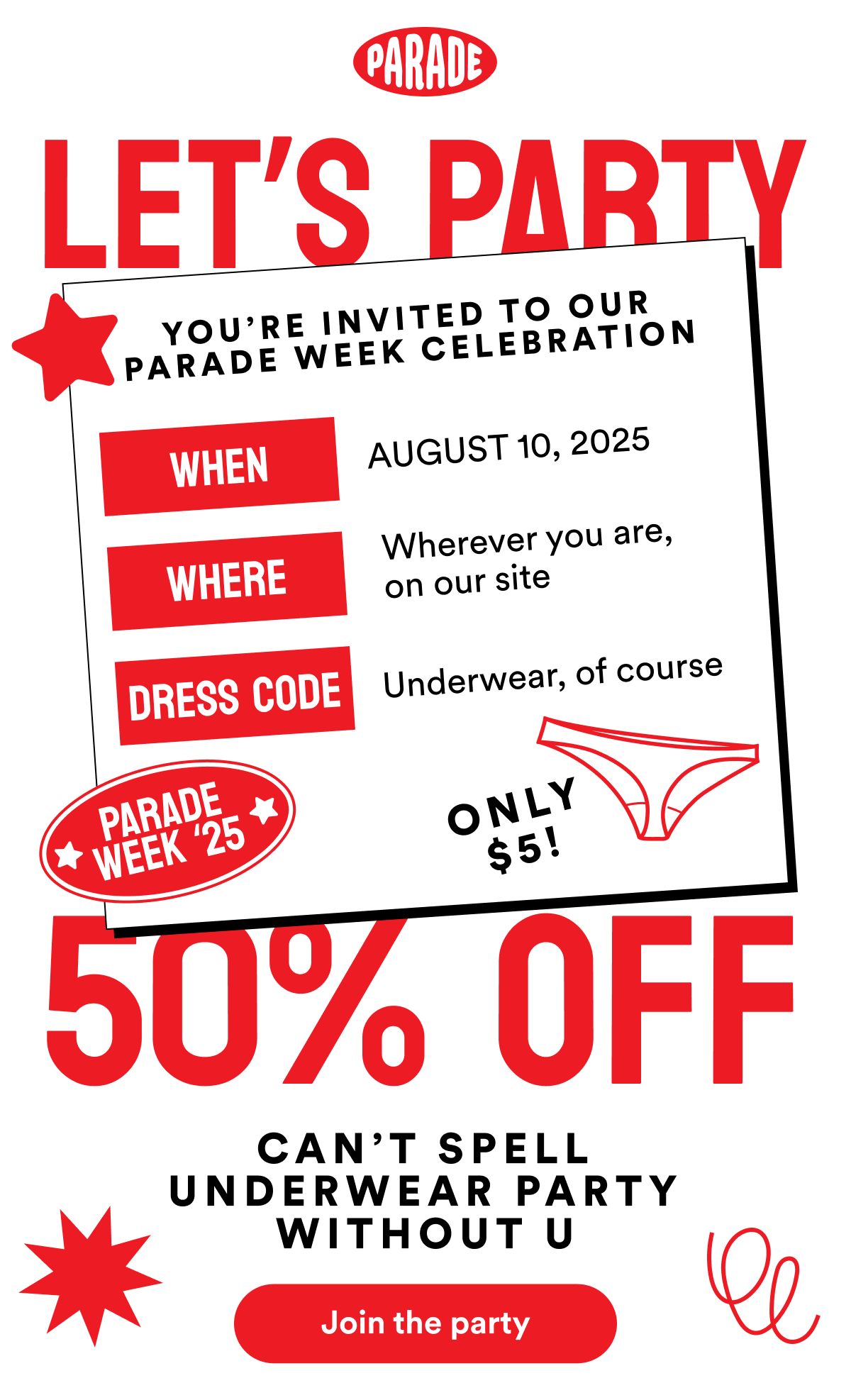 LET'S PARTY - 50% OFF - JOIN THE PARTY