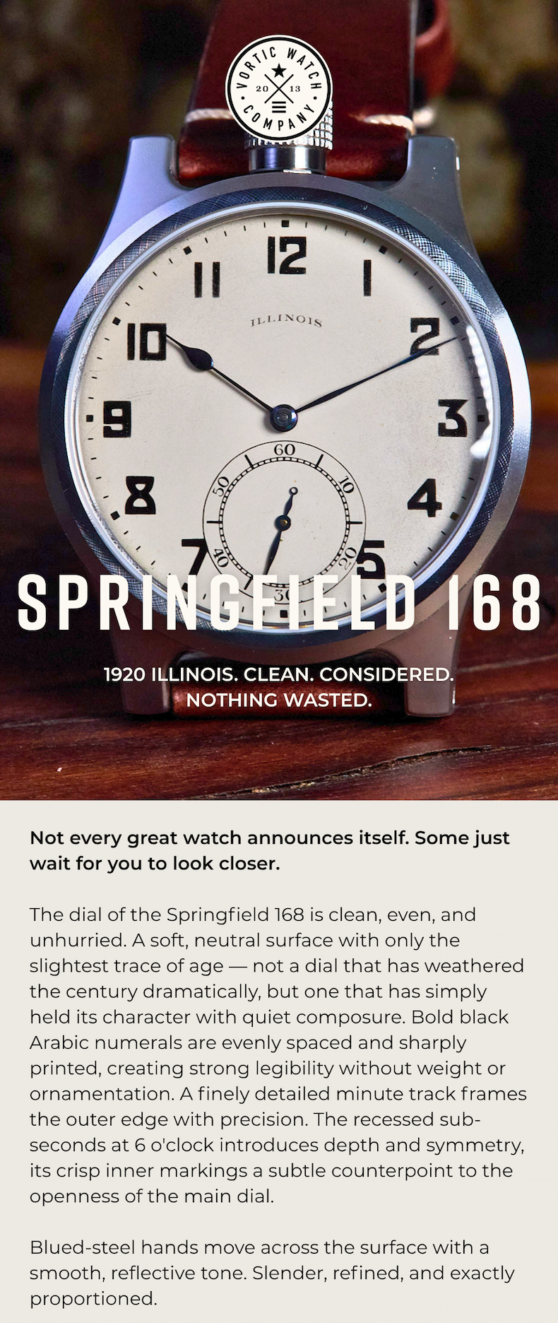 Vortic Watch Co. Debuts The Springfield 168 45mm