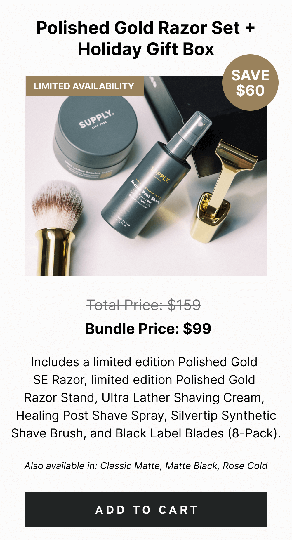Polished Gold Razor Set