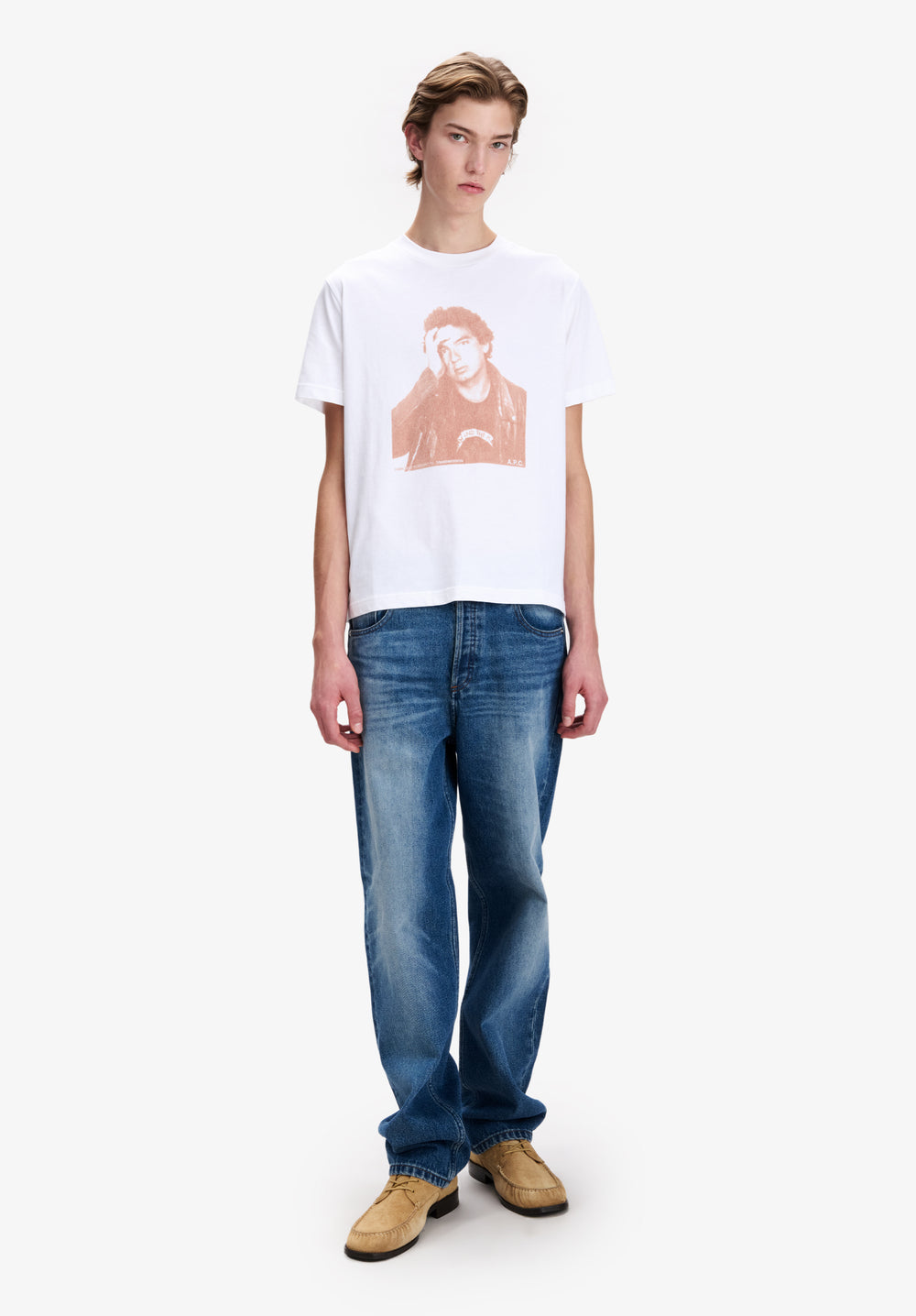 A.P.C. model in Fairfax jeans