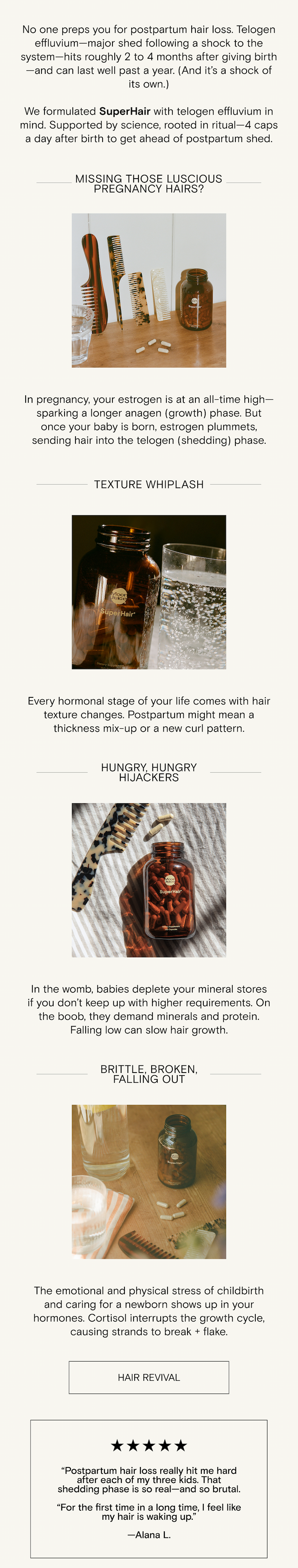 Revive postpartum hair loss with SuperHair 