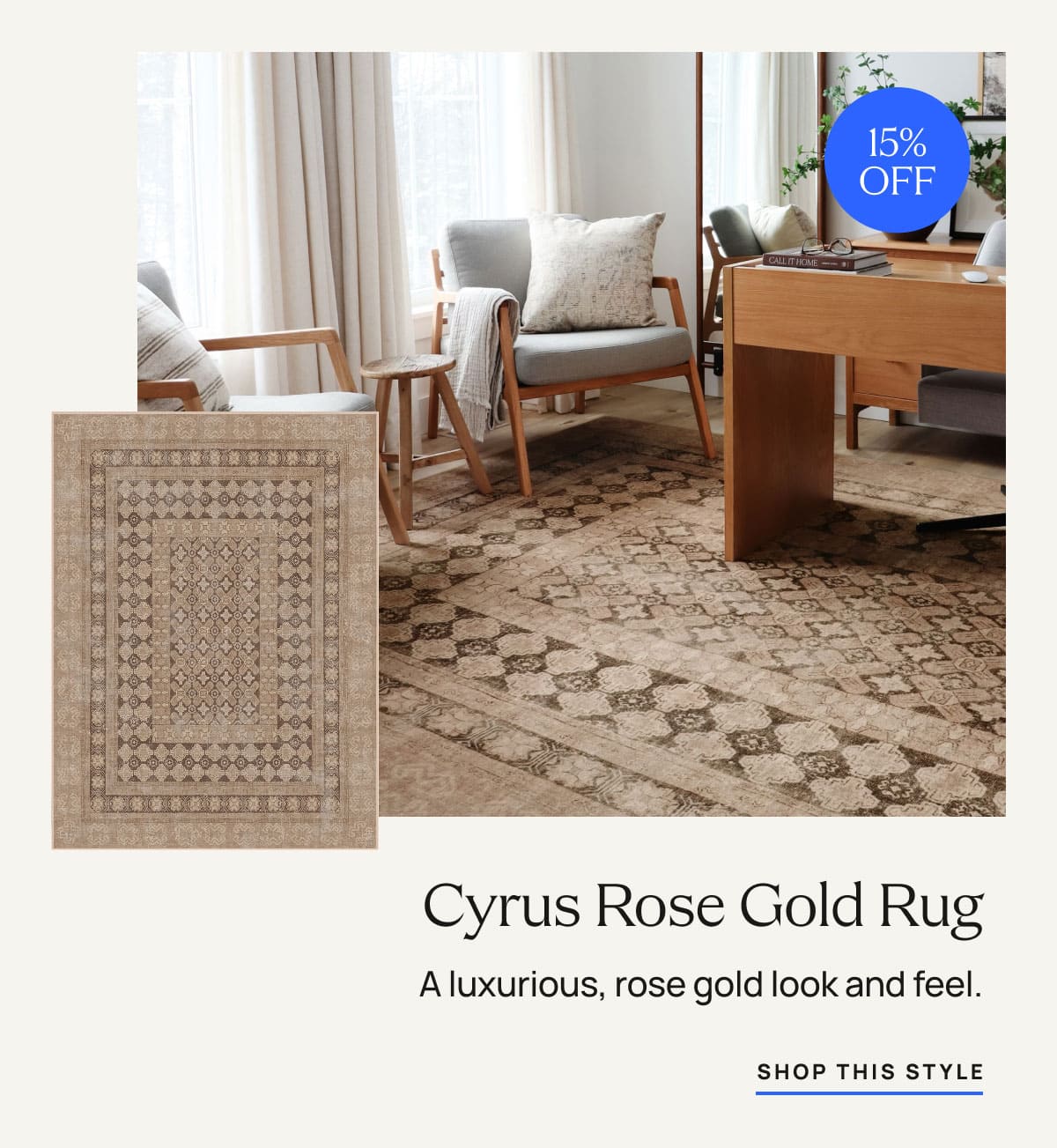 Cyrus Rose Gold Rug | Shop This Style