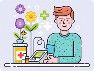 Illustration of a man checking his blood pressure