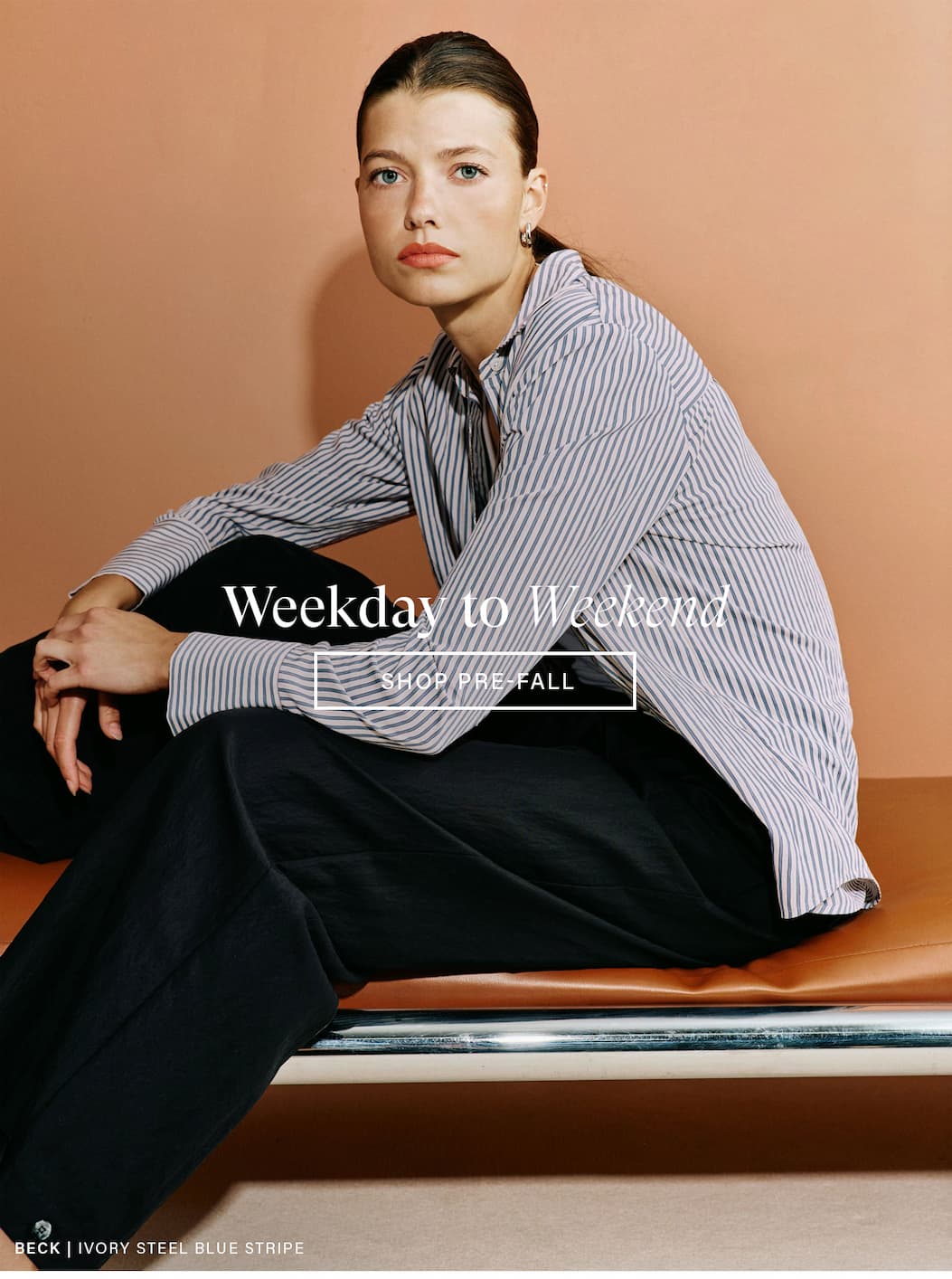 Beck | Ivory Steel Blue Stripe