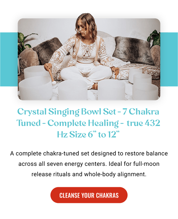 Crystal Singing Bowl Set - 7 Chakra Tuned - Complete Healing - 432 Hz Size 6" to 12"