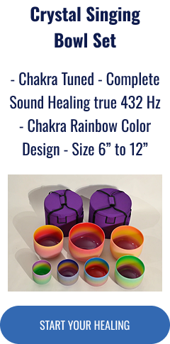 Crystal Singing Bowl Set - Chakra Tuned - Complete Sound Healing true 432 Hz - Chakra Rainbow Color Design - Size 6