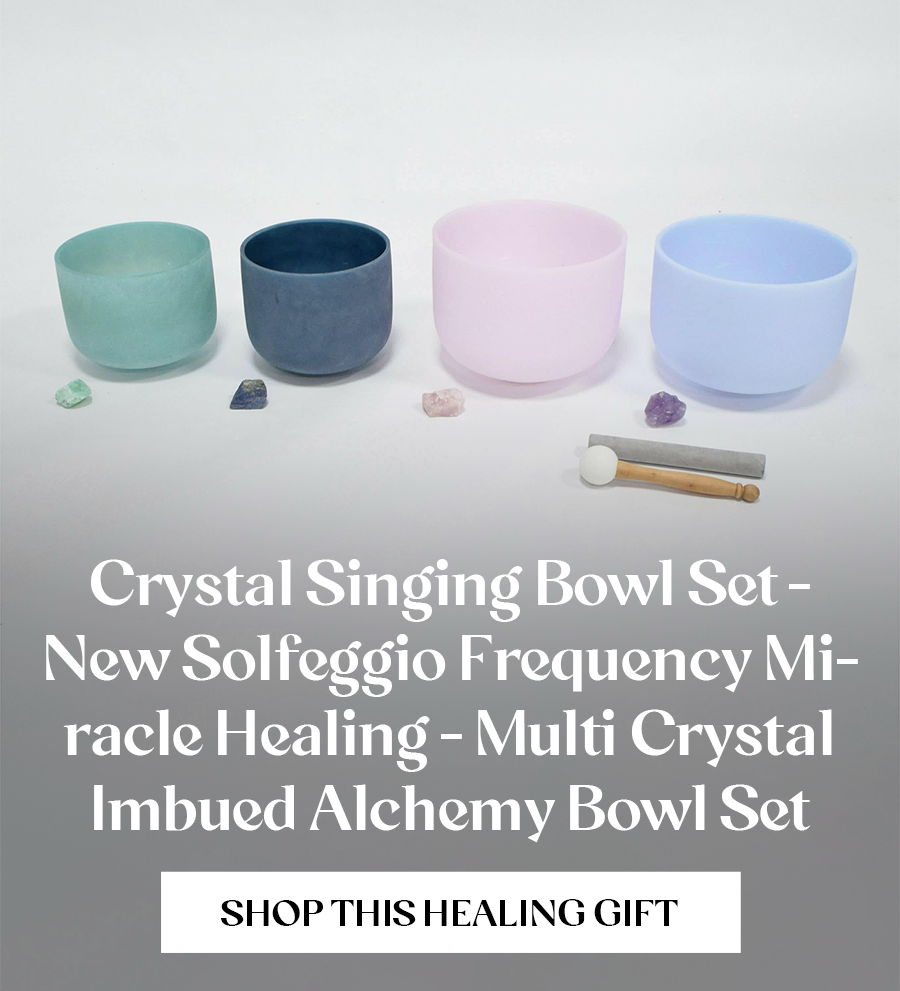 Crystal Singing Bowl Set - New Solfeggio Frequency Miracle Healing - Multi Crystal Imbued Alchemy Bowl Set