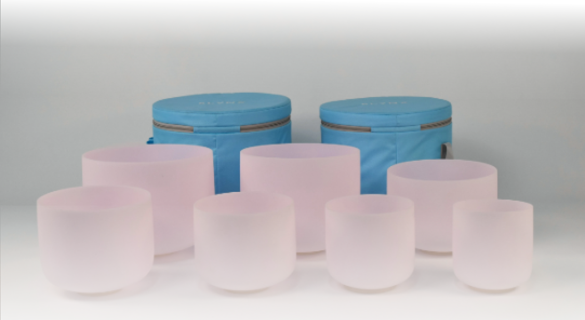 Crystal Singing Bowl Set - New Rose Quartz Design  [[image]]  - 7 Chakra Tuned - Complete Healing true 432 Hz - Size 6"-12"  Soft enough to open. Deep enough to release. Balanced enough to bring you back to center. This is why it’s the centerpiece of this cycle.