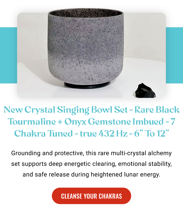 New Crystal Singing Bowl Set - Rare Black Tourmaline + Onyx Gemstone Imbued - 7 Chakra Tuned - 432 Hz - 6" To 12"