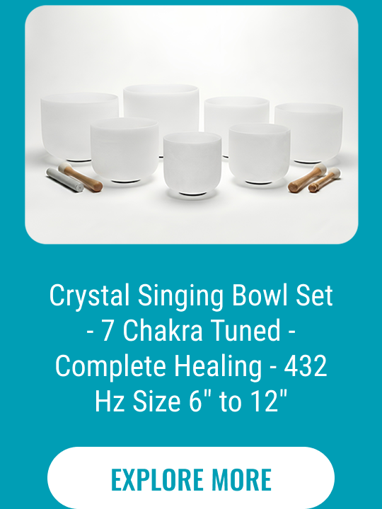 Crystal Singing Bowl Set - 7 Chakra Tuned - Complete Healing - 432 Hz Size 6" to 12"