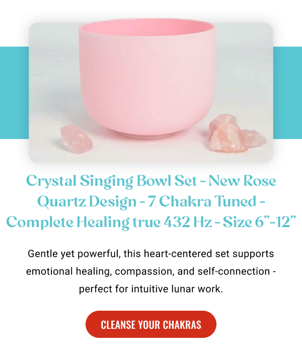 Crystal Singing Bowl Set - New Rose Quartz Design - 7 Chakra Tuned - Complete Healing 432 Hz - Size 6"-12"