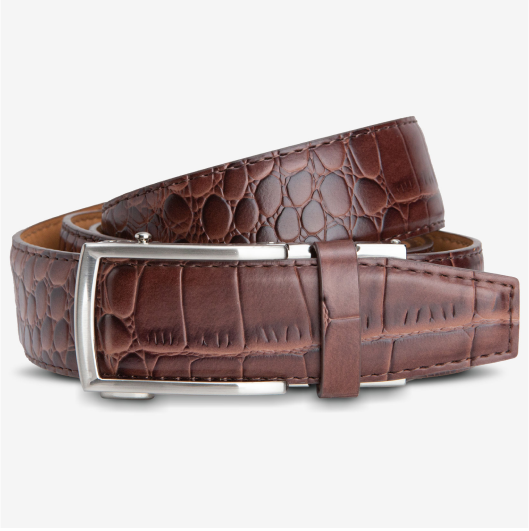 Alligator Embossed Coffee, Dress Belt