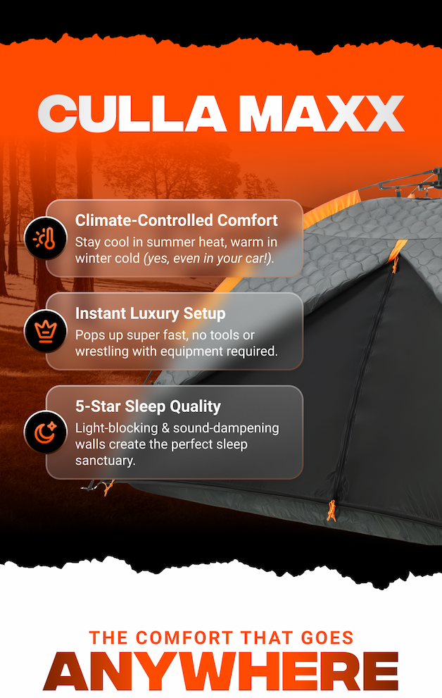 Turning Ordinary Cars into Extraordinary Accommodations  Climate-controlled comfort  Stay cool in summer heat, warm in winter cold (yes, even in your car!).  Instant luxury setup  Pops up in seconds, no tools or wrestling with equipment required.  5-star sleep quality  Light-blocking & sound-dampening walls create the perfect sleep sanctuary.