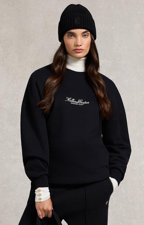 Relaxed Fit Crew Neck Sweat (Black)