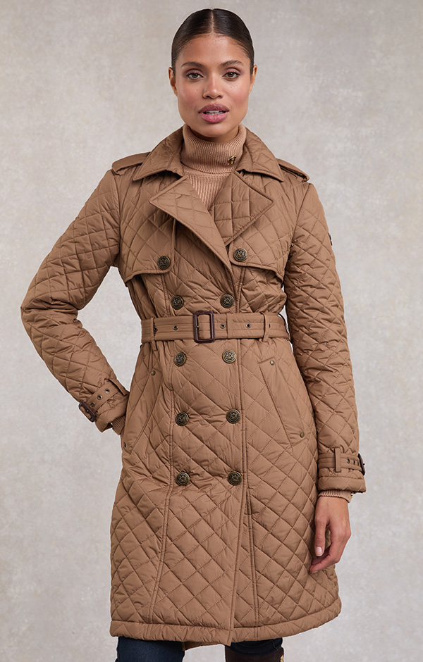 Grayson Quilted Trench Coat (Coffee)