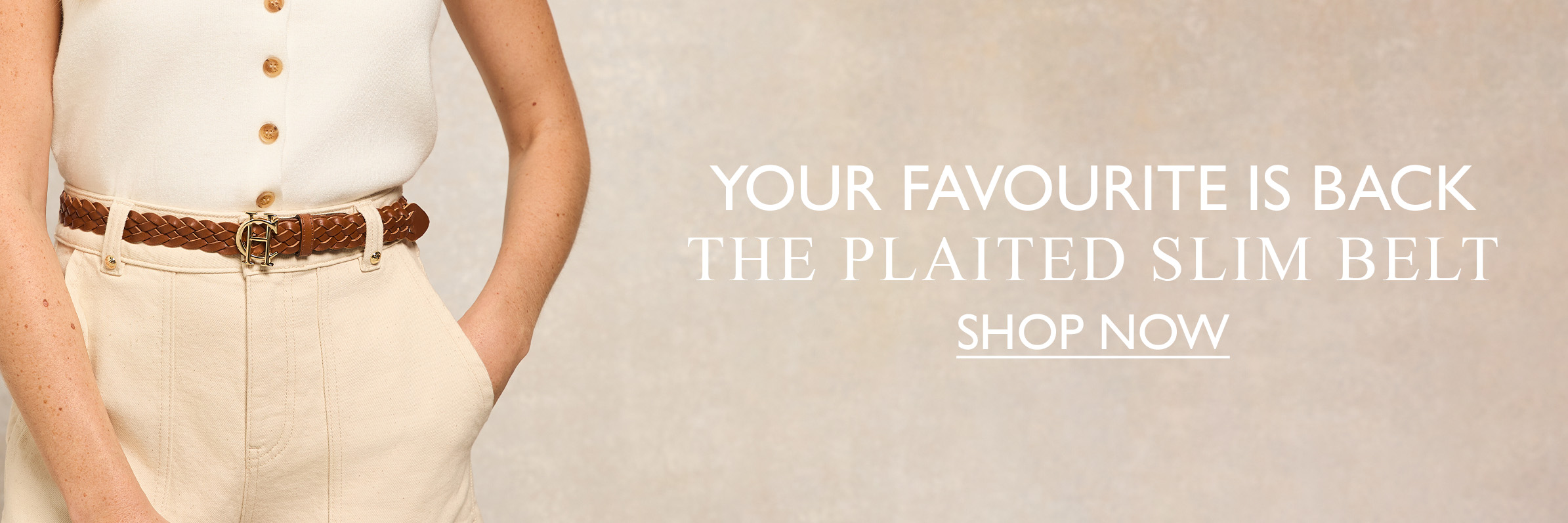 Plaited Slim Belt (Tan)