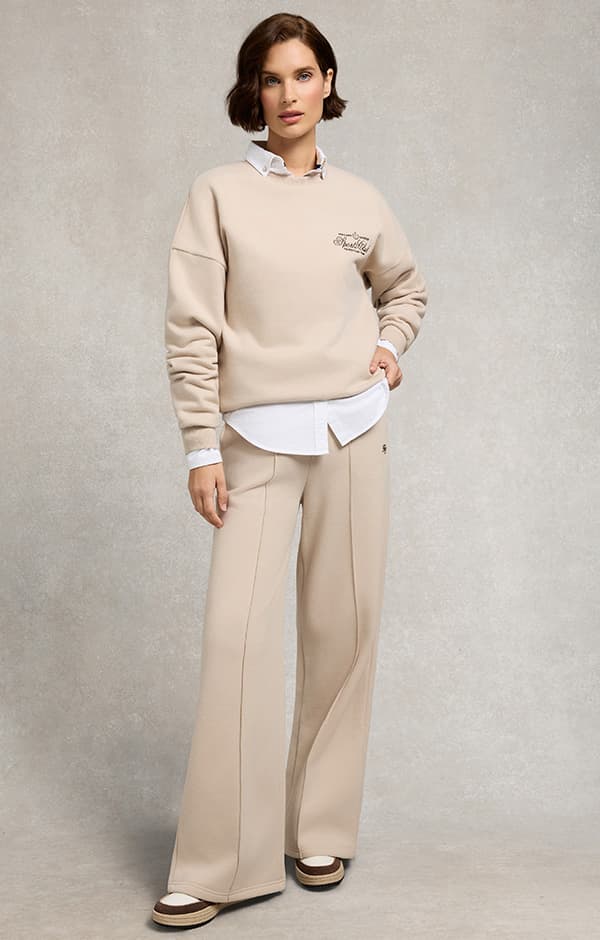 Collegiate Wide Leg Jogger (Stone)