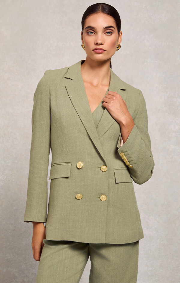 Double Breasted Blazer (Sage Linen)
