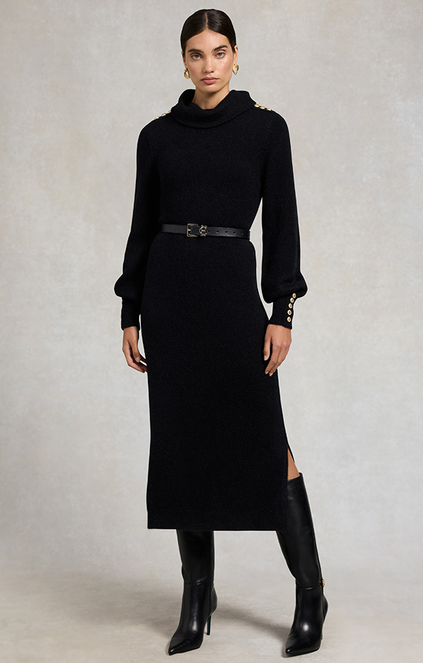 Berkeley Roll Neck Dress (Black)