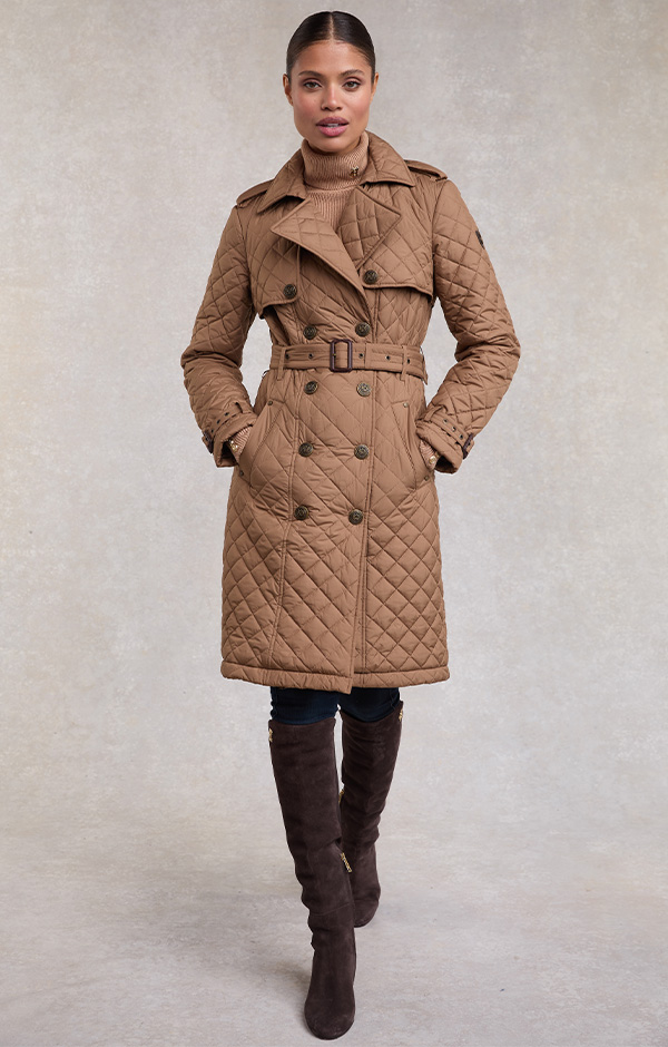 Grayson Quilted Trench Coat (Coffee)