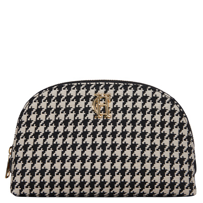 Chelsea Makeup Bag (Ecru Houndstooth)