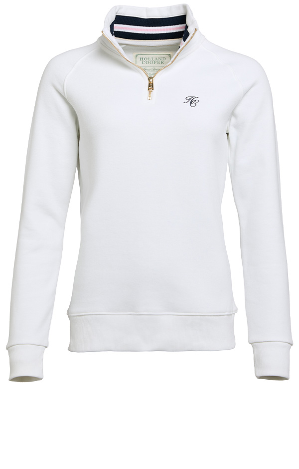 Burford Quarter Zip Neck Sweat (White)