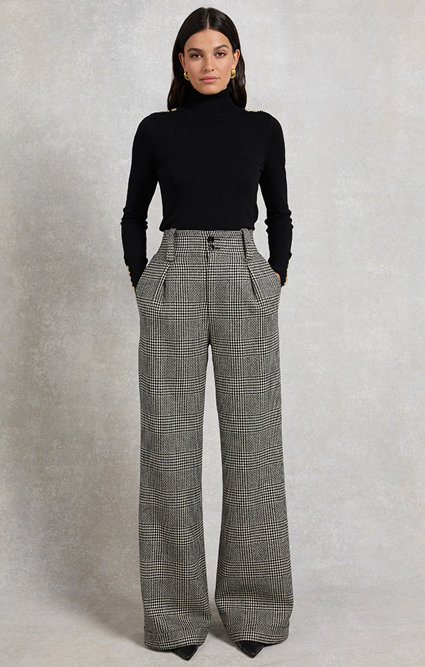 High Waisted Wide Leg Trouser (POW Mono)